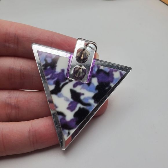 Spiked cleopatra marbled pyramid triangle‎ necklace pendant - Picture 1 of 3